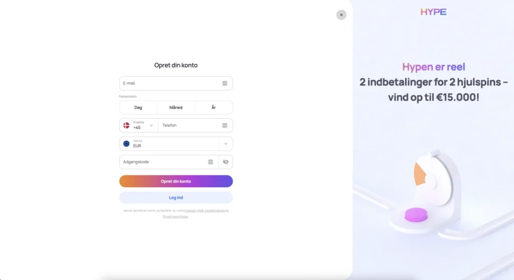 HypeKasino Registrering